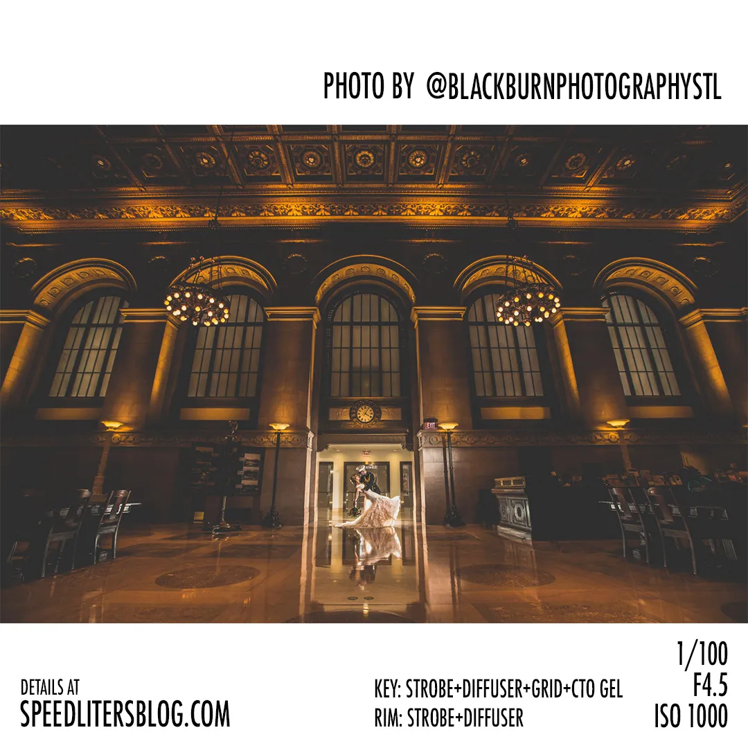 Bride twirling in a grand historic ballroom with chandeliers, wedding photo by Brad Blackburn