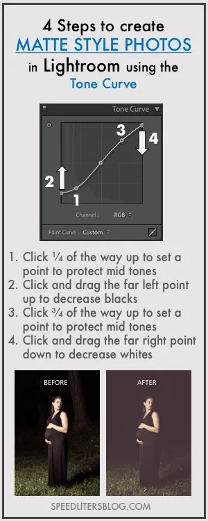 Four steps to create matte style photos with the Lightroom tone curve