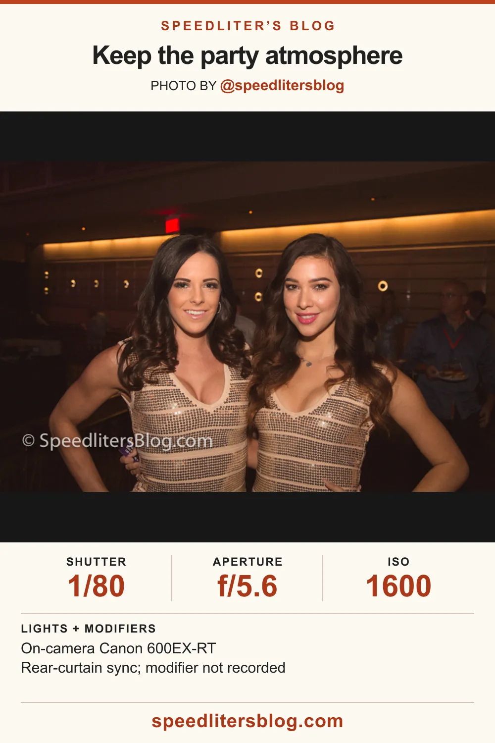 Two women in sequined tops posing at a party, lit by flash