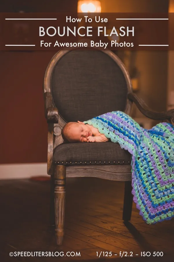 How to use bounce flash for awesome baby photos pin: newborn asleep on a chair